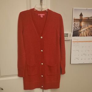 Lilly Pulitzer "Leonette" Cardigan Sweater Wool Blend in "Amaryllis" Size S